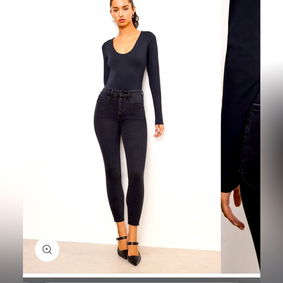 Good American, Good Waist Soft Tech Skinny Black Jeans Sz27 - Picture 1 of 7